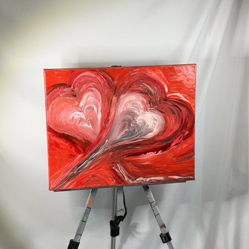 Romantic Hearts Painting Original Artwork Medium Wall Decor - Picture 4 of 16